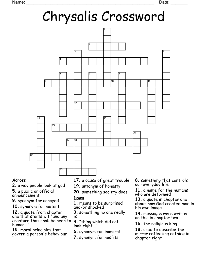 Chrysalis Crossword