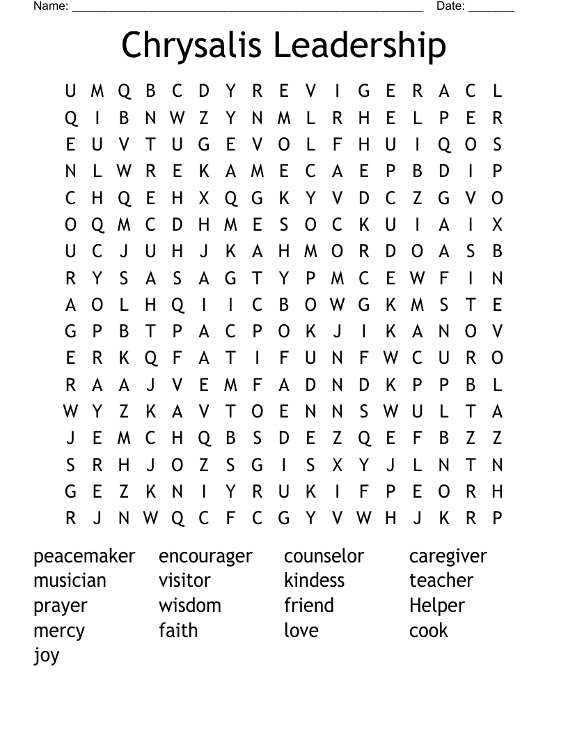 Chrysalis Leadership Word Search
