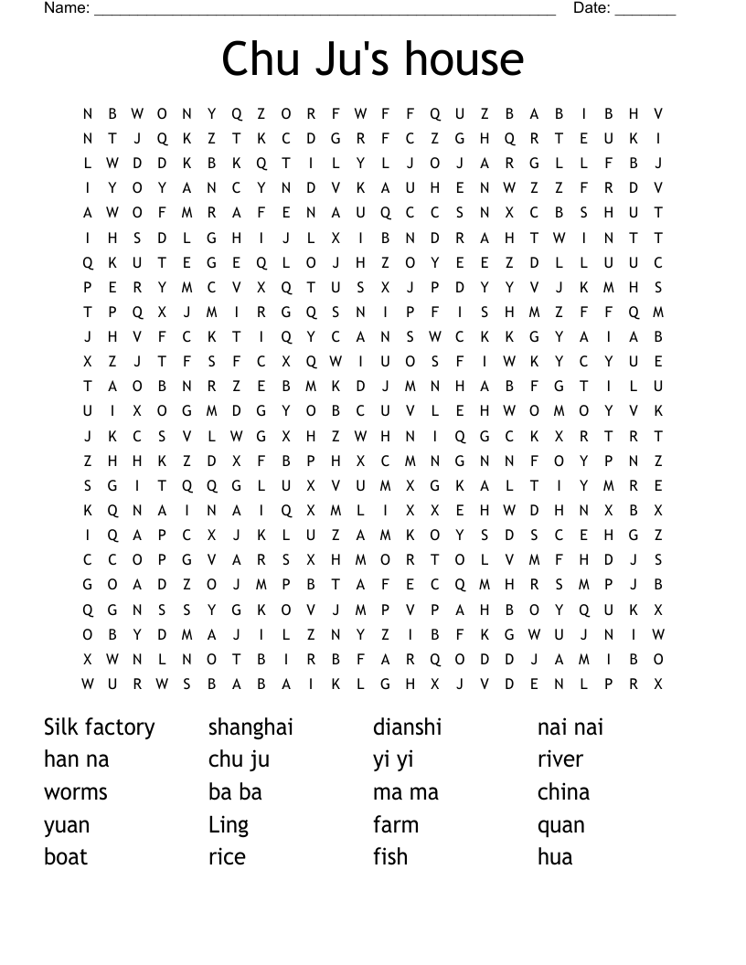 Chu Ju's house Word Search
