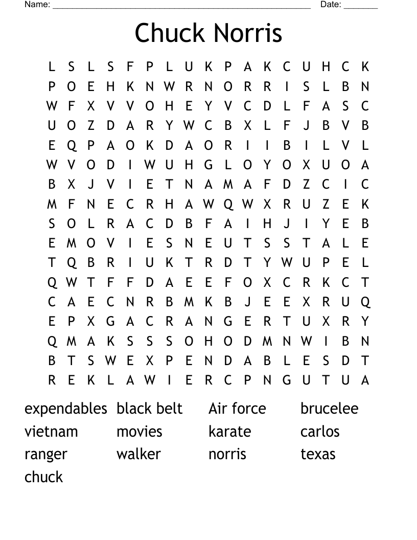 Chuck Norris Word Search