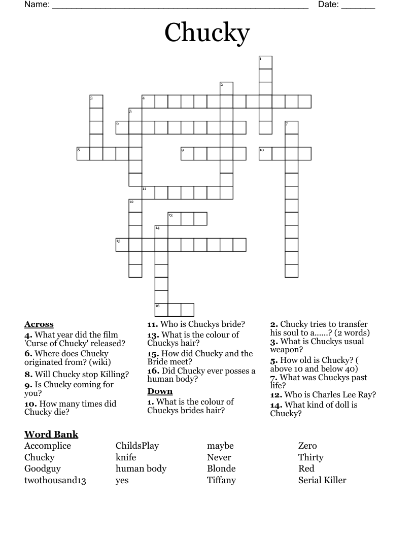 Chucky Crossword