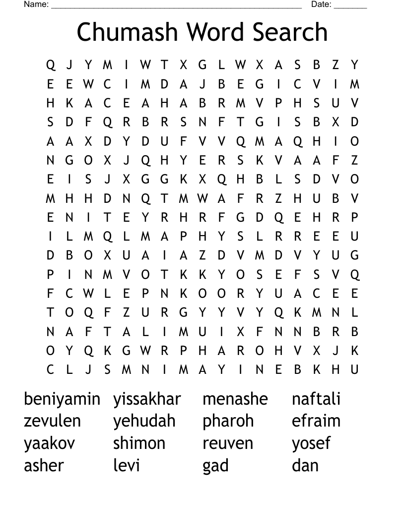 Chumash Word Search