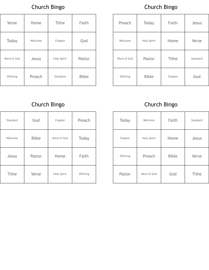 Church Bingo