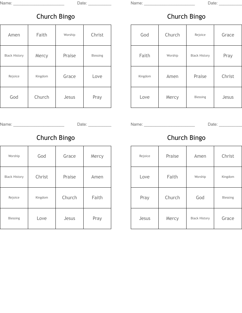 Church Bingo