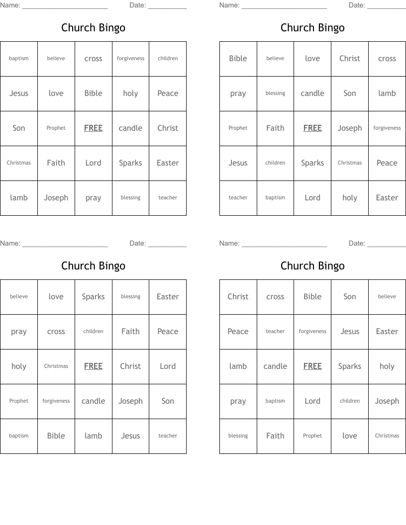 Church Bingo