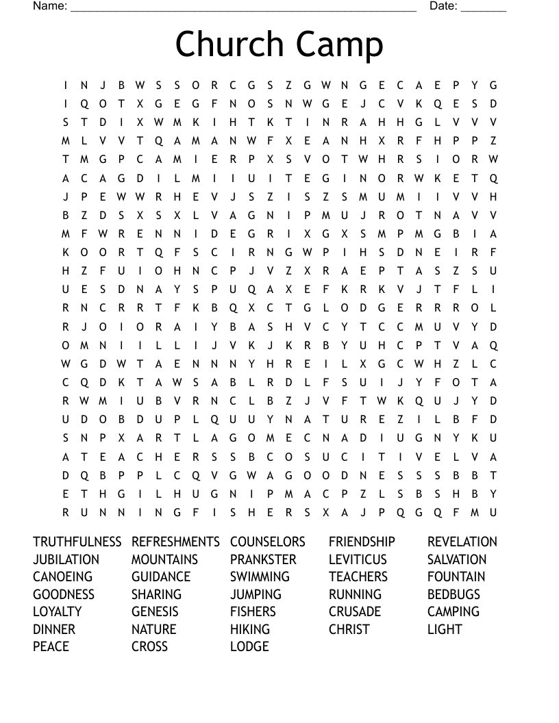 Church Camp Word Search
