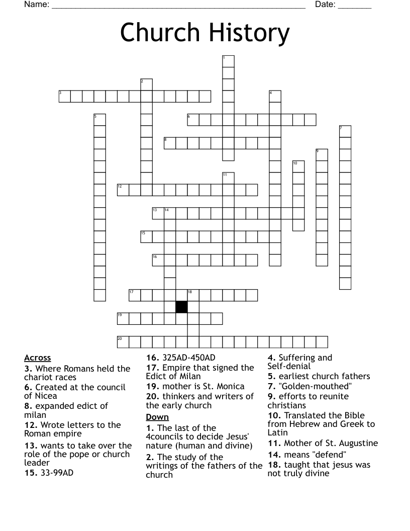 Church History Crossword