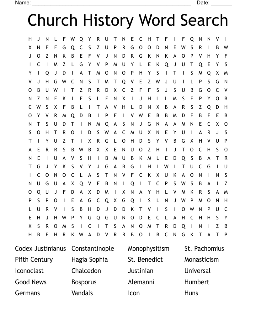 Church History Word Search