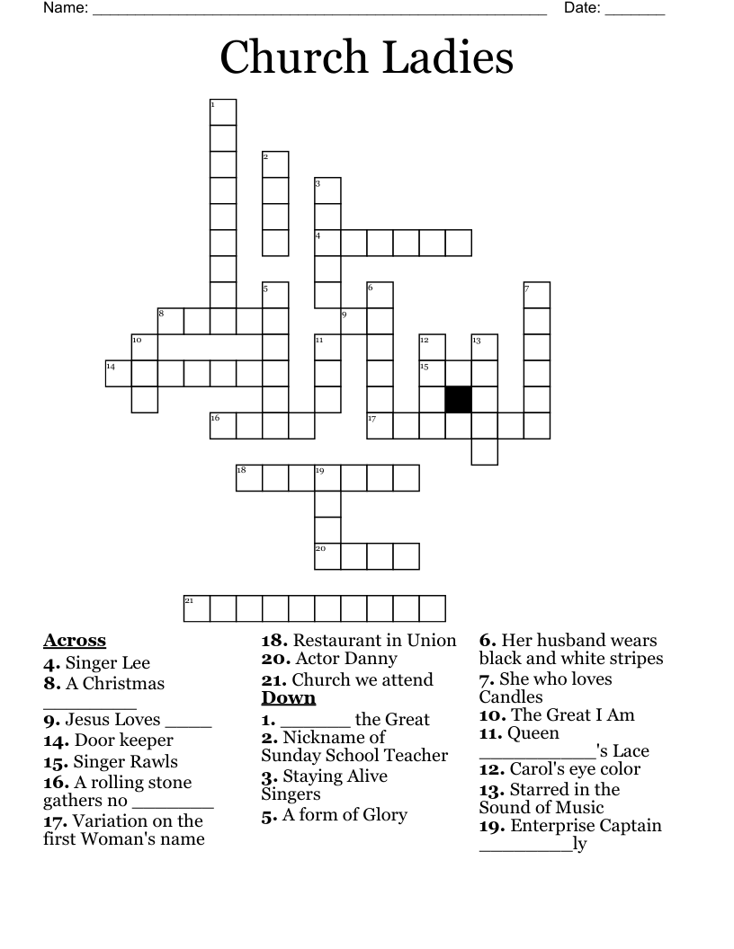 Church Ladies Crossword