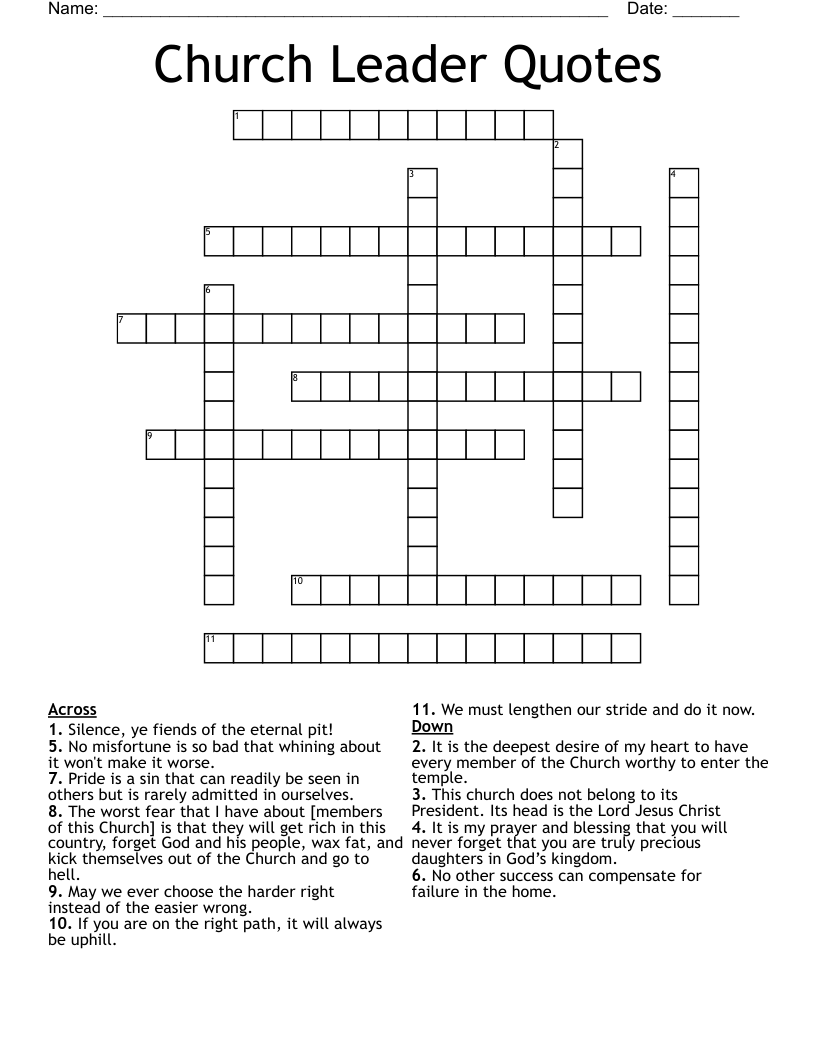 Church Leader Quotes Crossword