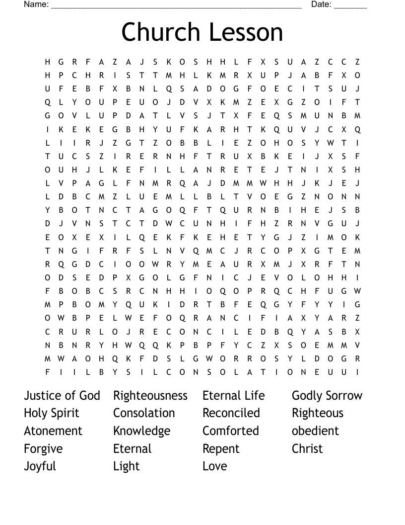 Church Lesson Word Search