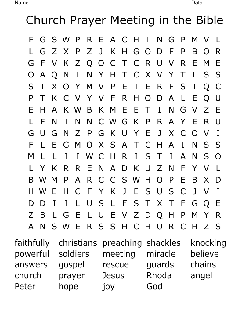 Church Prayer Meeting in the Bible Word Search
