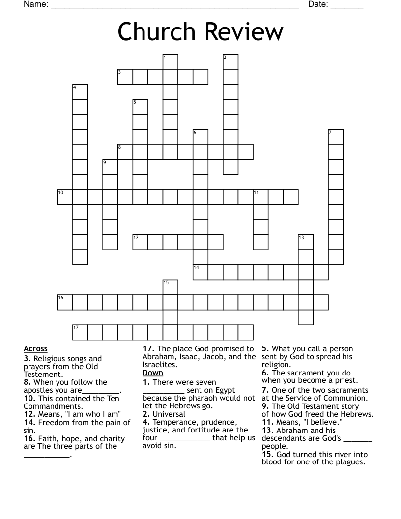 Church Review Crossword