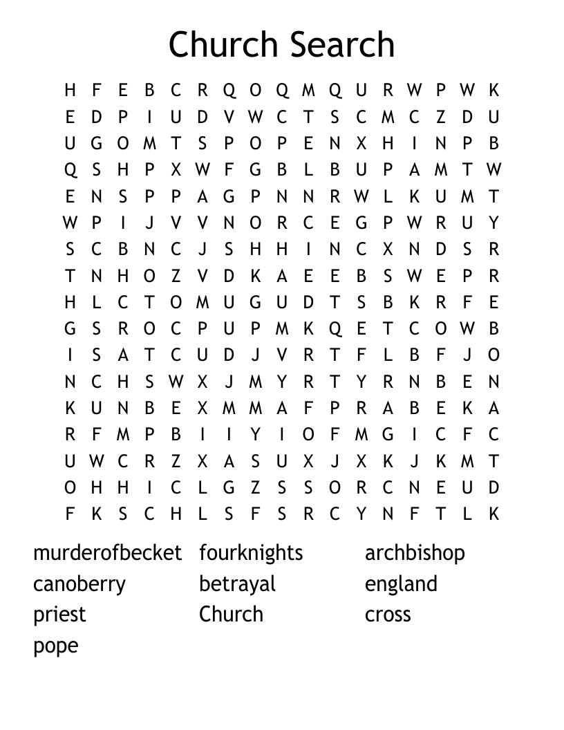 Church Search Word Search