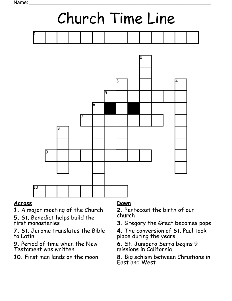 Church Time Line Crossword