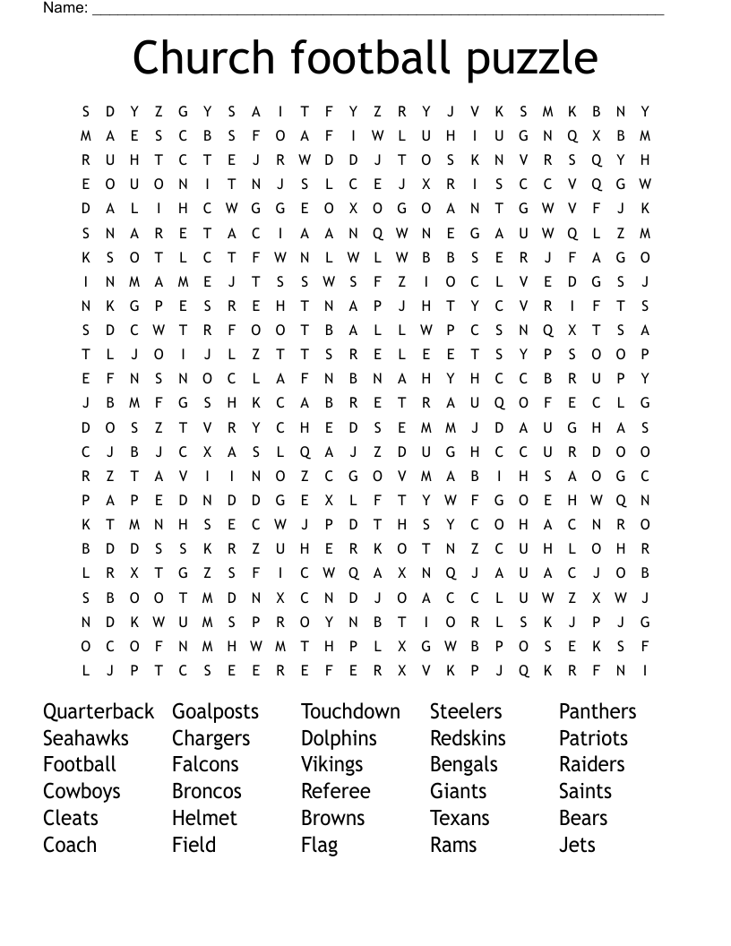 Church football puzzle Word Search