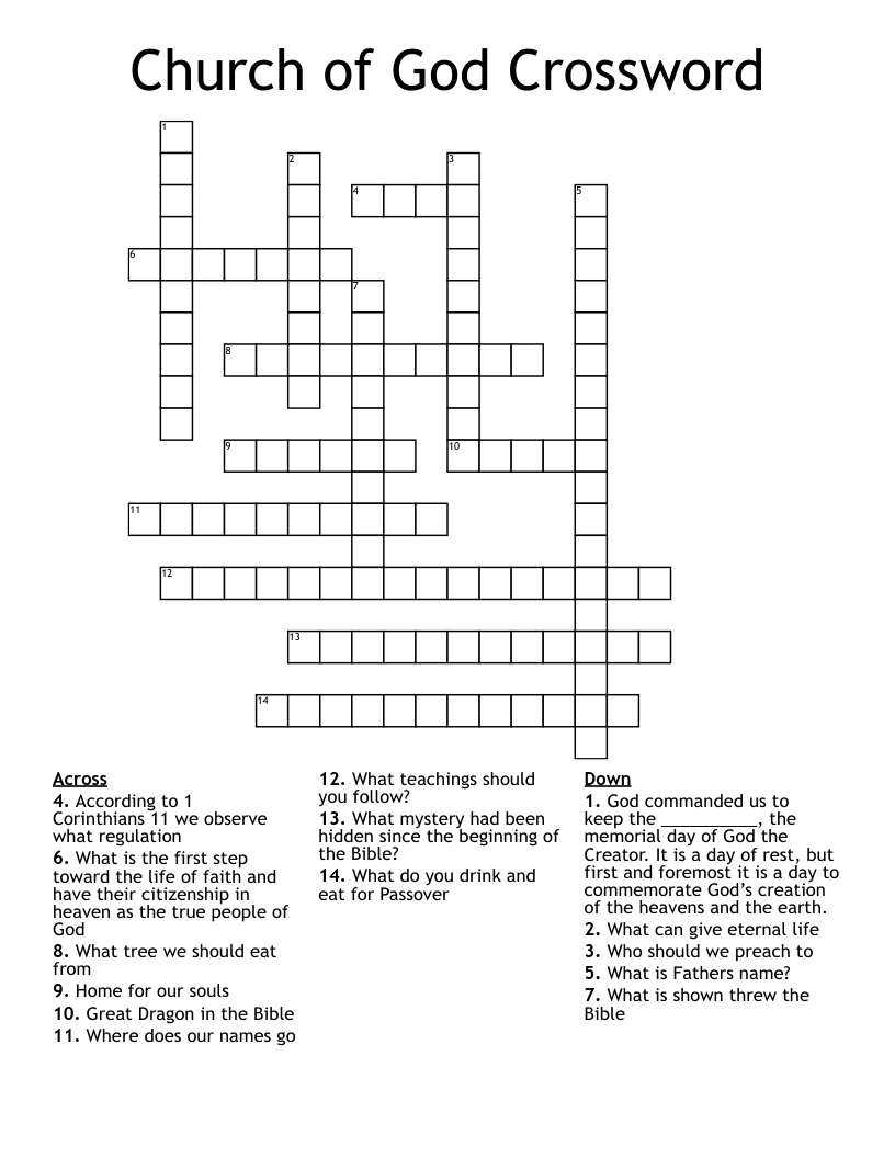 Church of God Crossword