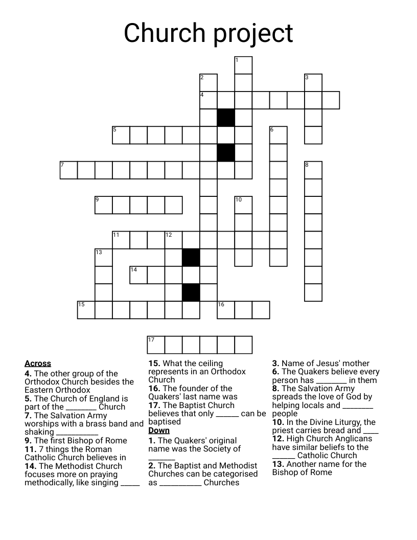 Church project Crossword