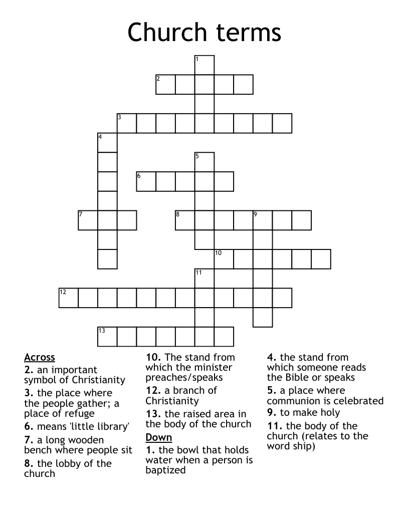 Church terms Crossword