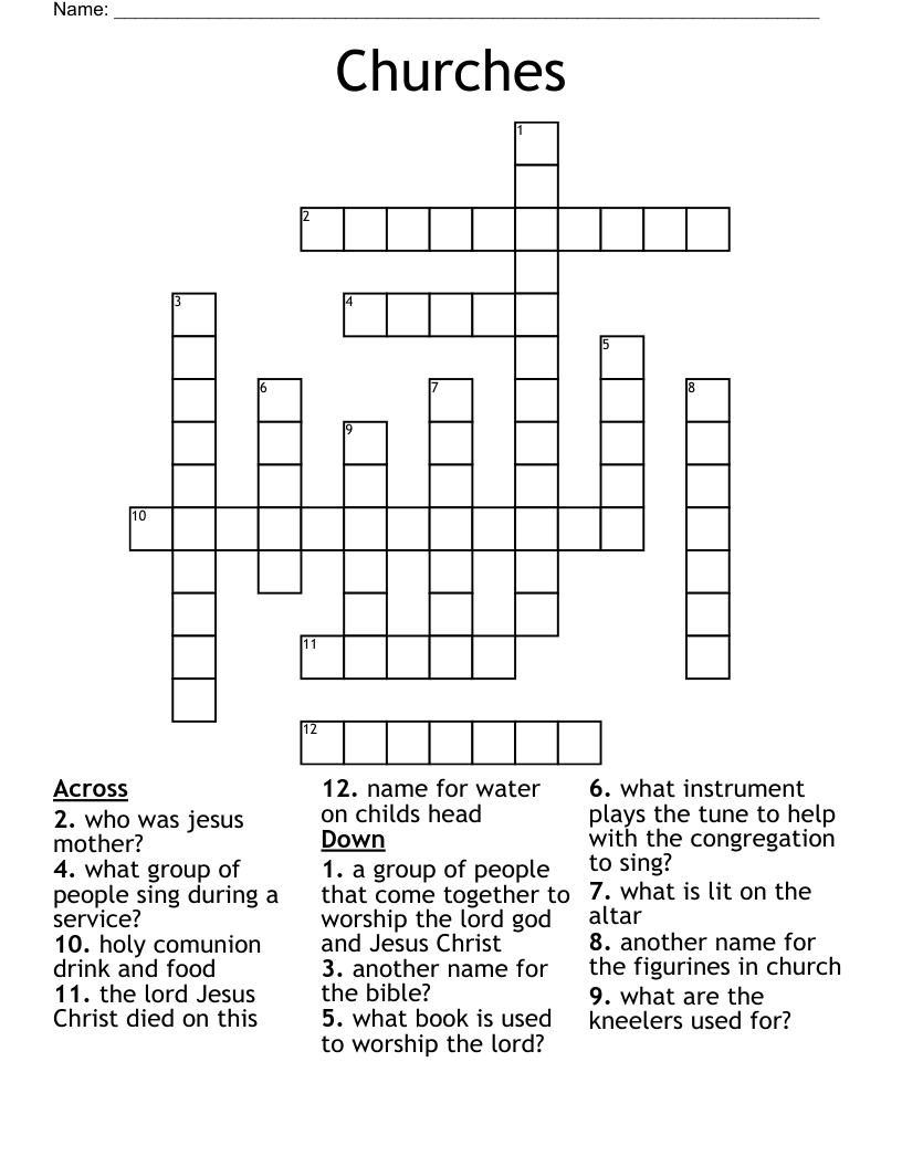 Churches Crossword