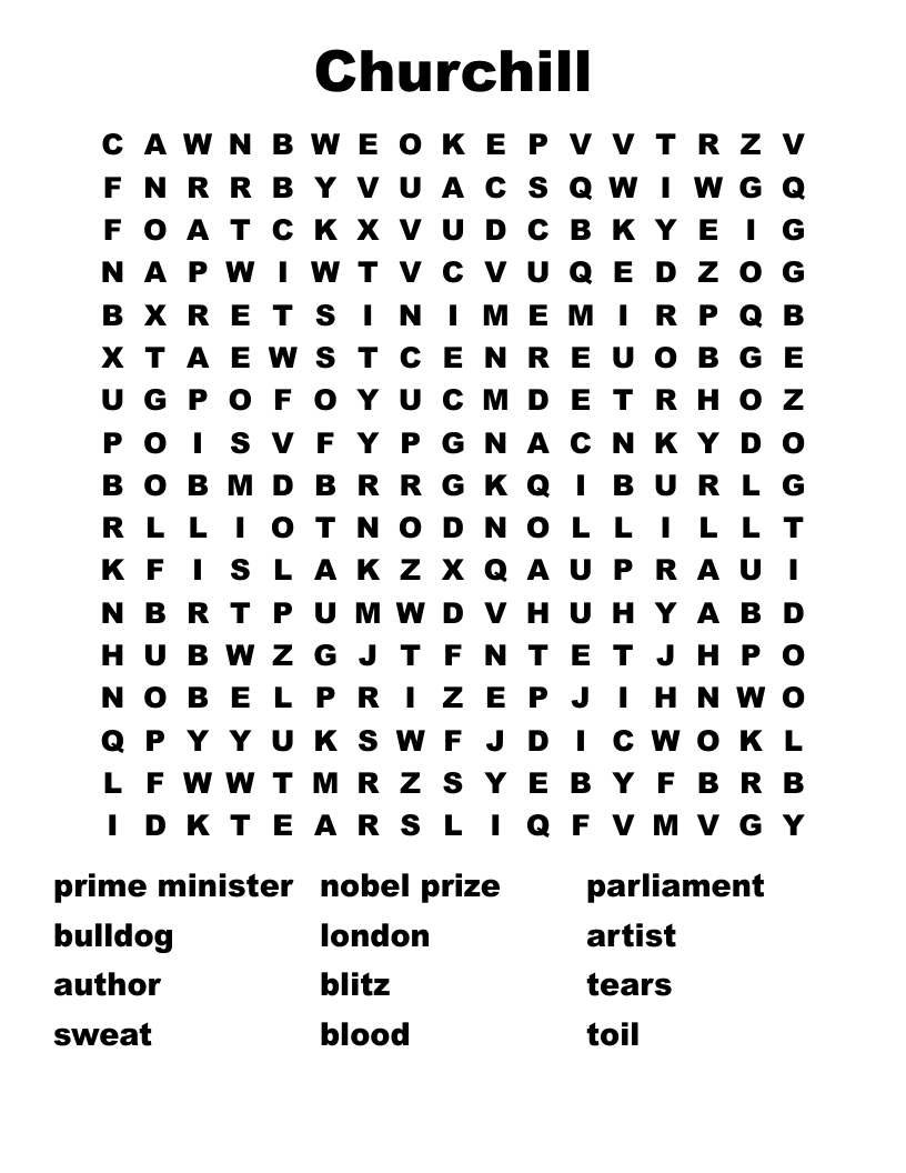Churchill Word Search
