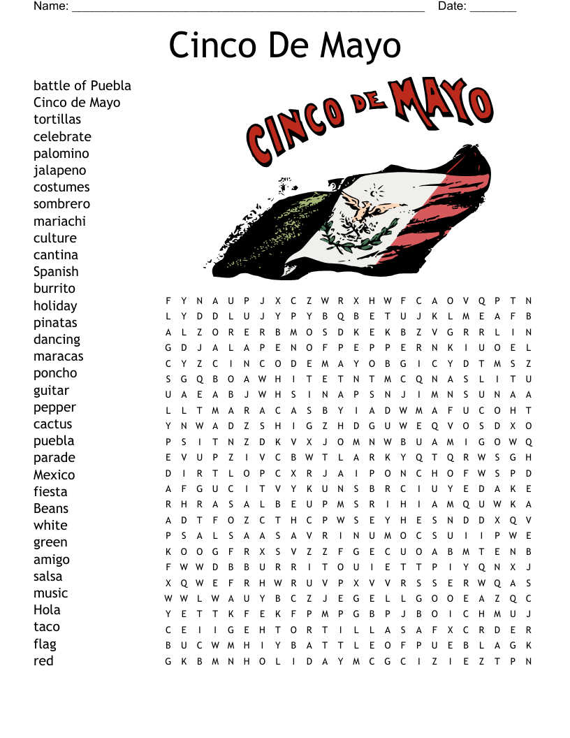 Cinco De Mayo Word Search