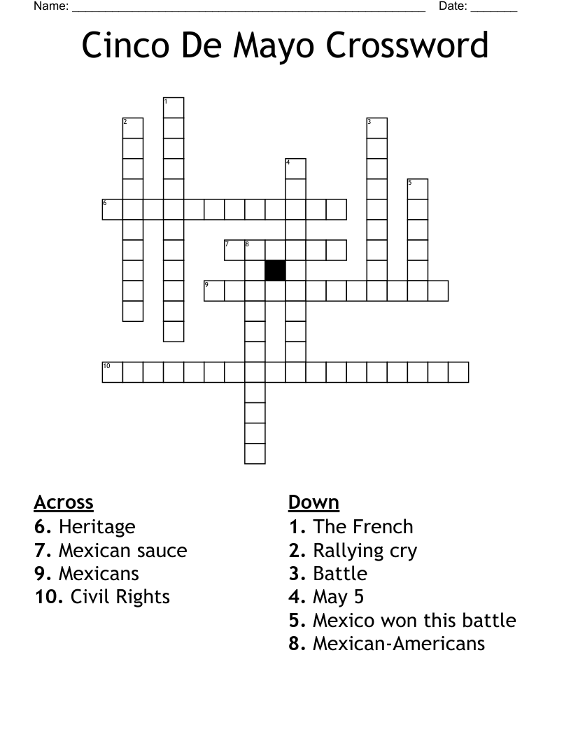 Cinco De Mayo Crossword