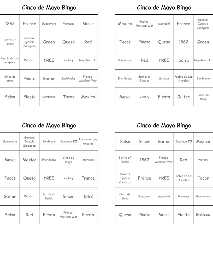 Cinco de Mayo Bingo
