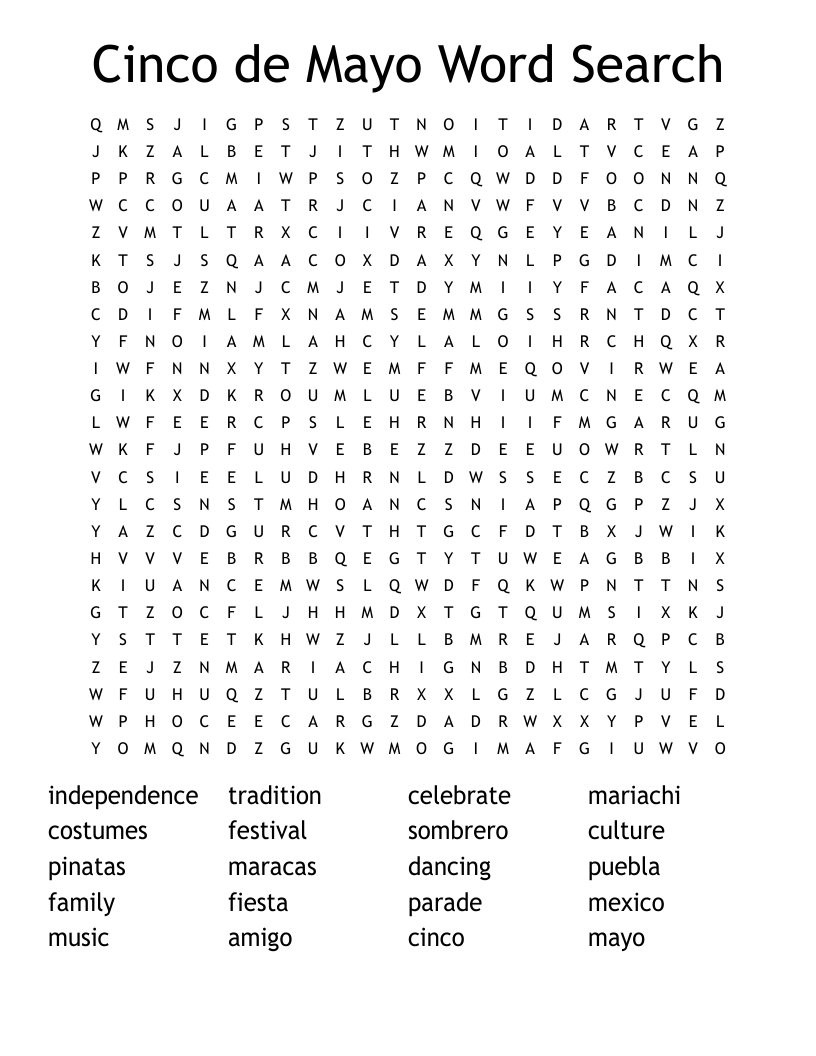 Cinco de Mayo Word Search