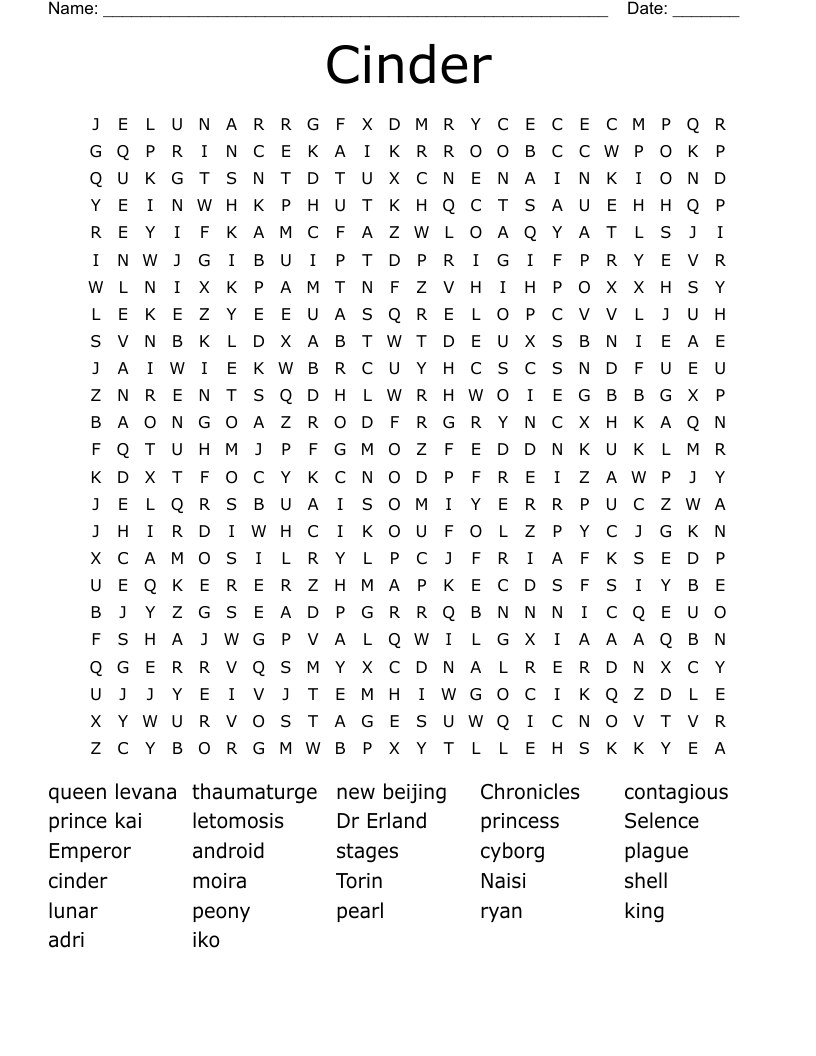 Cinder Word Search