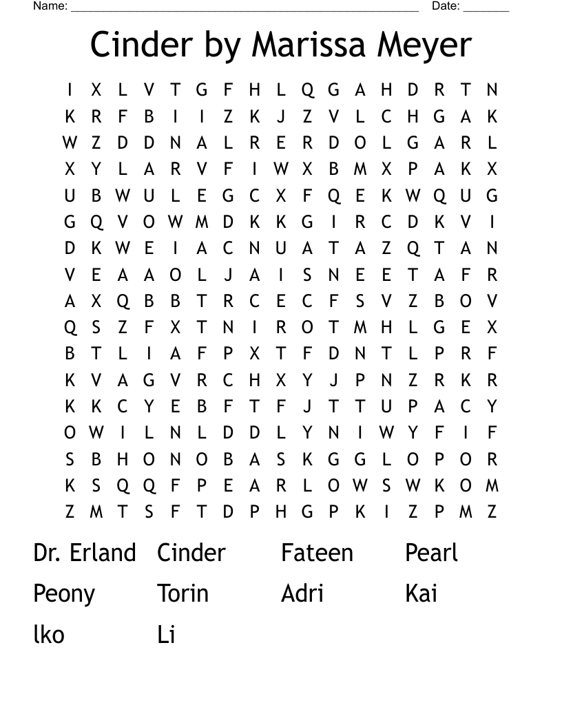 Cinder by Marissa Meyer  Word Search