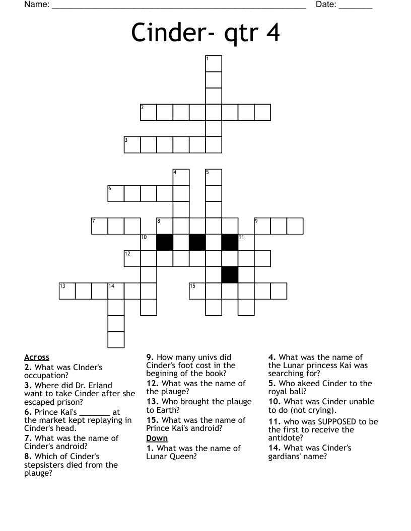 Cinder- qtr 4 Crossword