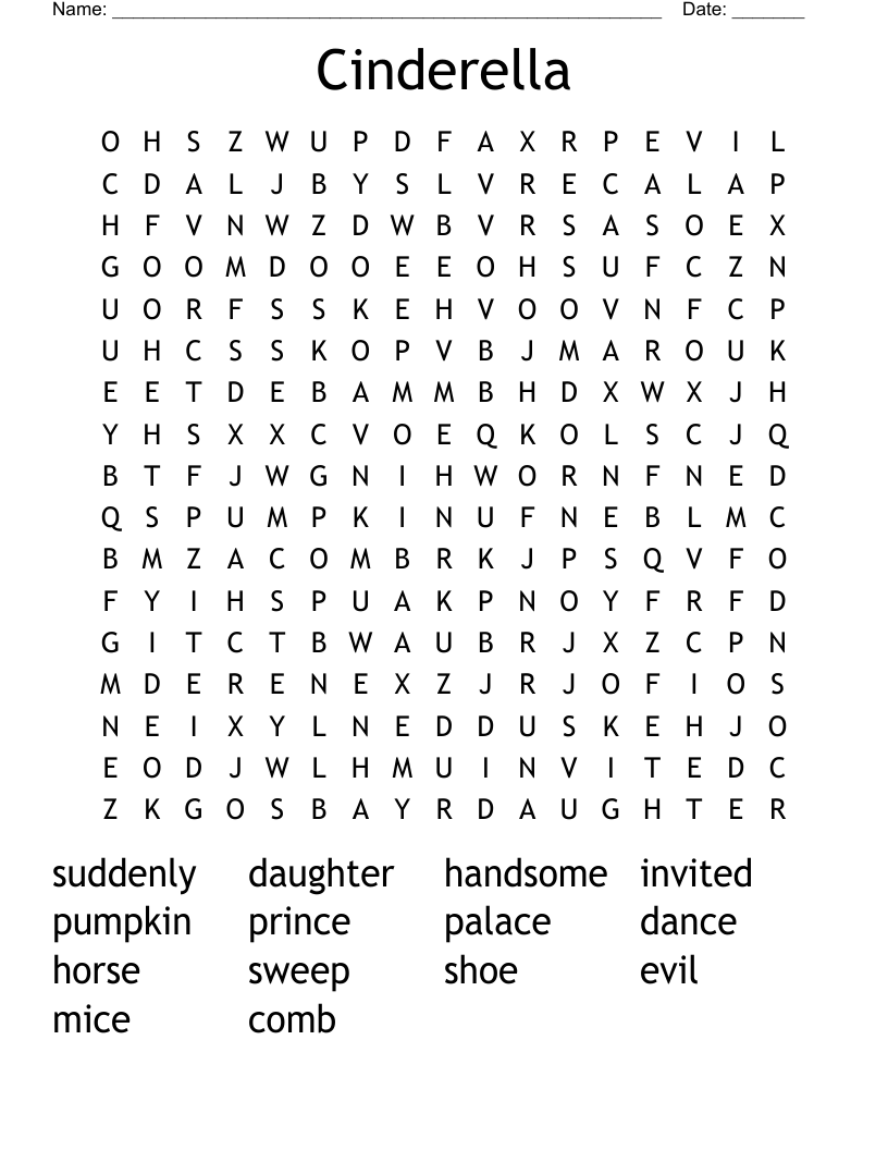 Cinderella Word Search