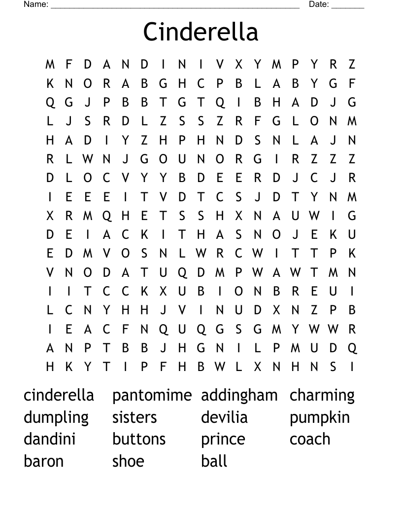 Cinderella Word Search