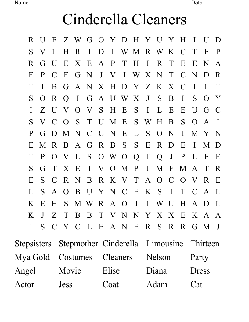 Cinderella Cleaners Word Search