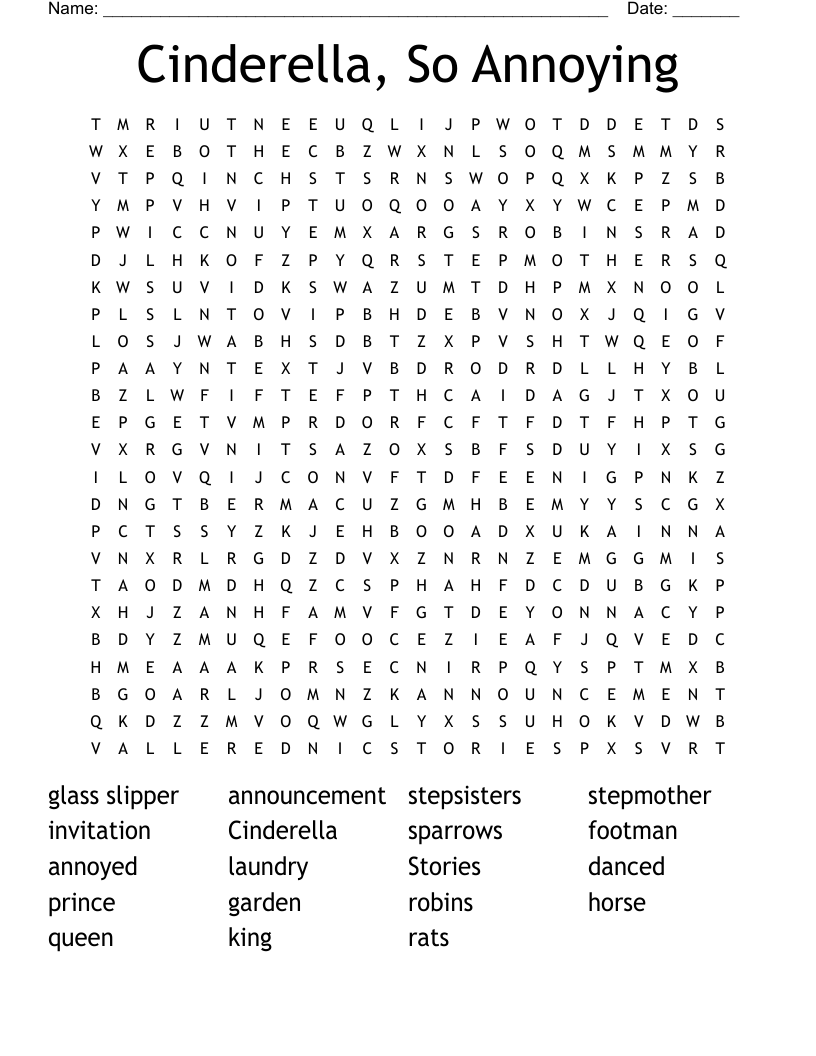 Cinderella, So Annoying Word Search