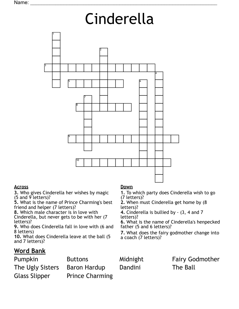 Cinderella  Crossword
