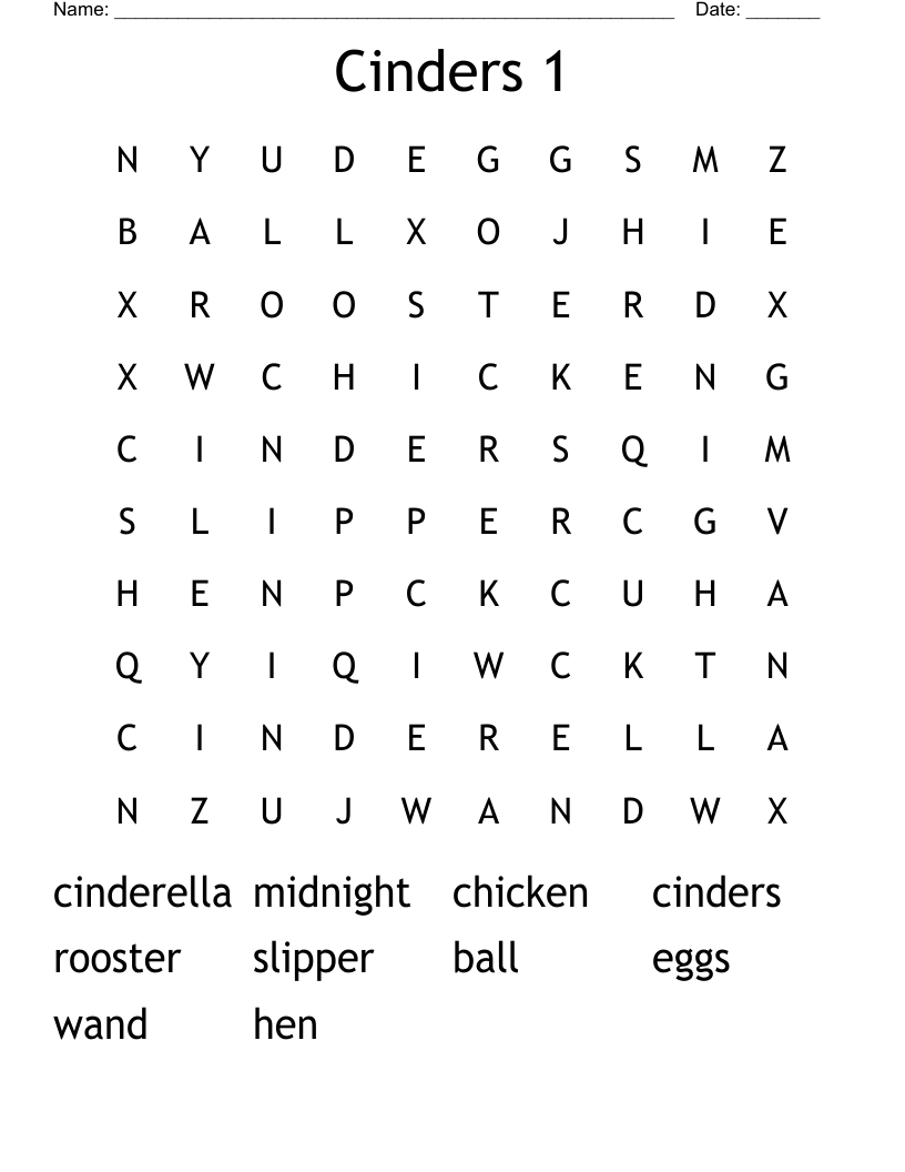Cinders 1 Word Search