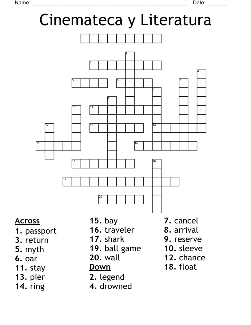 Cinemateca y Literatura Crossword