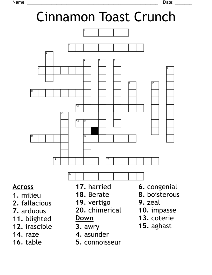 Cinnamon Toast Crunch  Crossword
