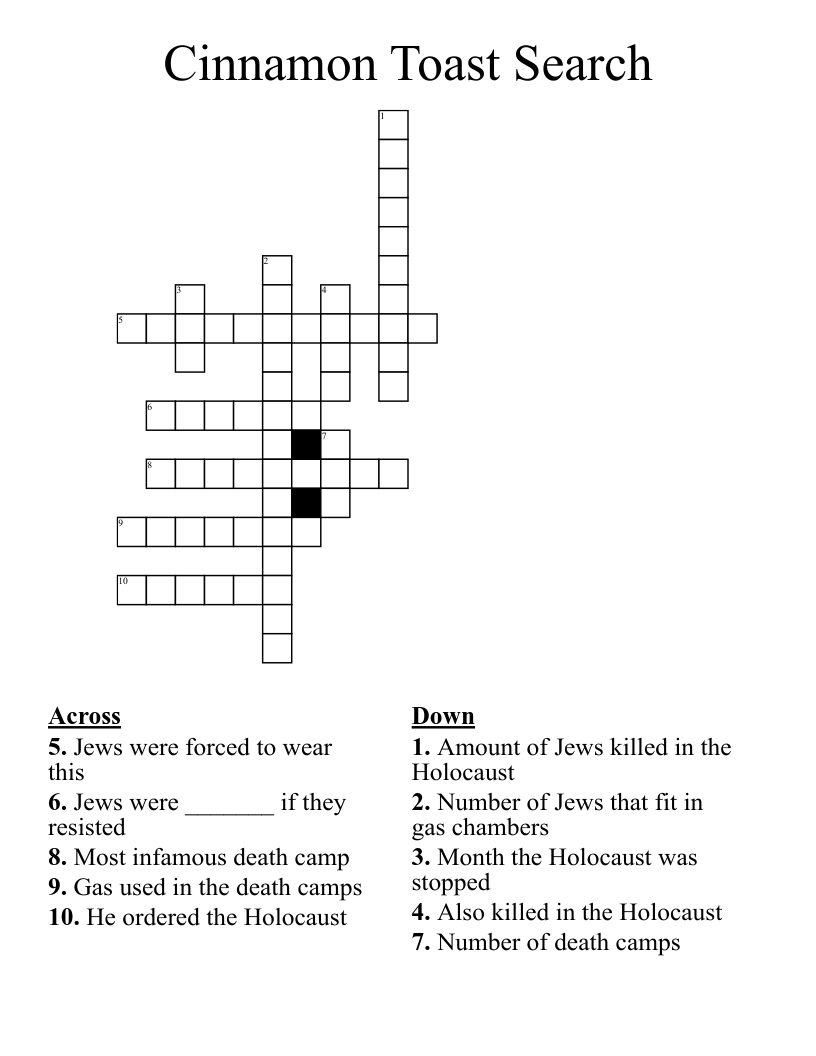 Cinnamon Toast Search Crossword