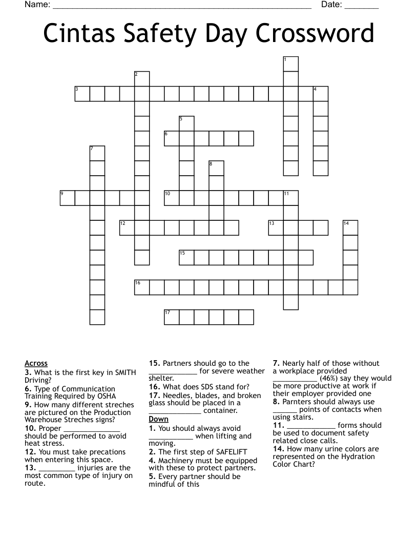 Cintas Safety Day Crossword