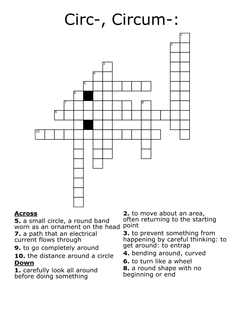 Circ-, Circum-: Crossword