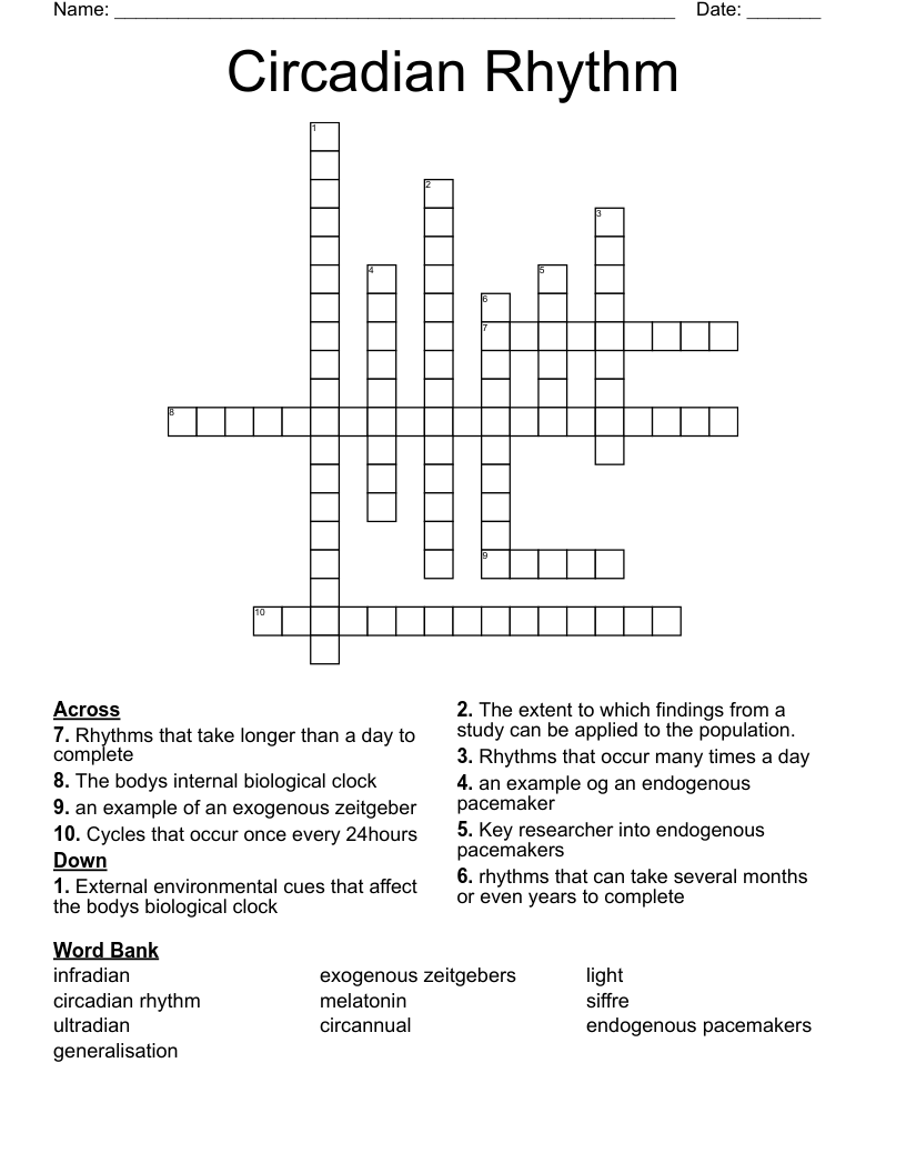 Circadian Rhythm Crossword