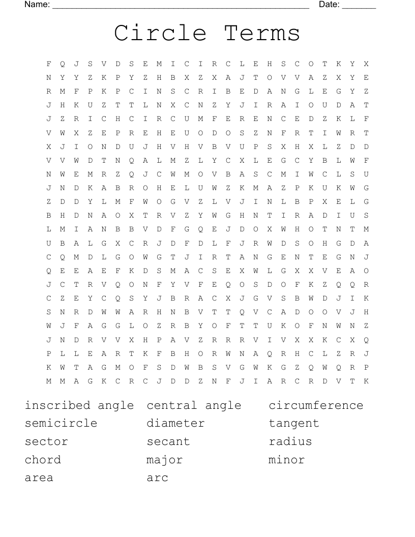 Circle Terms Word Search