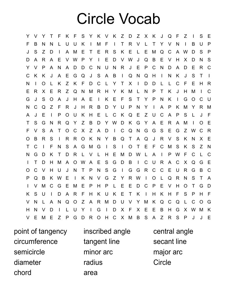 Circle Vocab Word Search