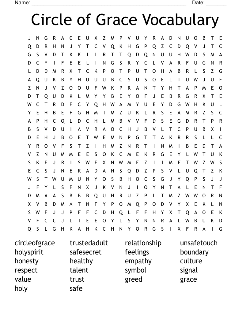 Circle of Grace Vocabulary Word Search