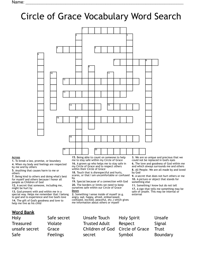 Circle of Grace Vocabulary Word Search