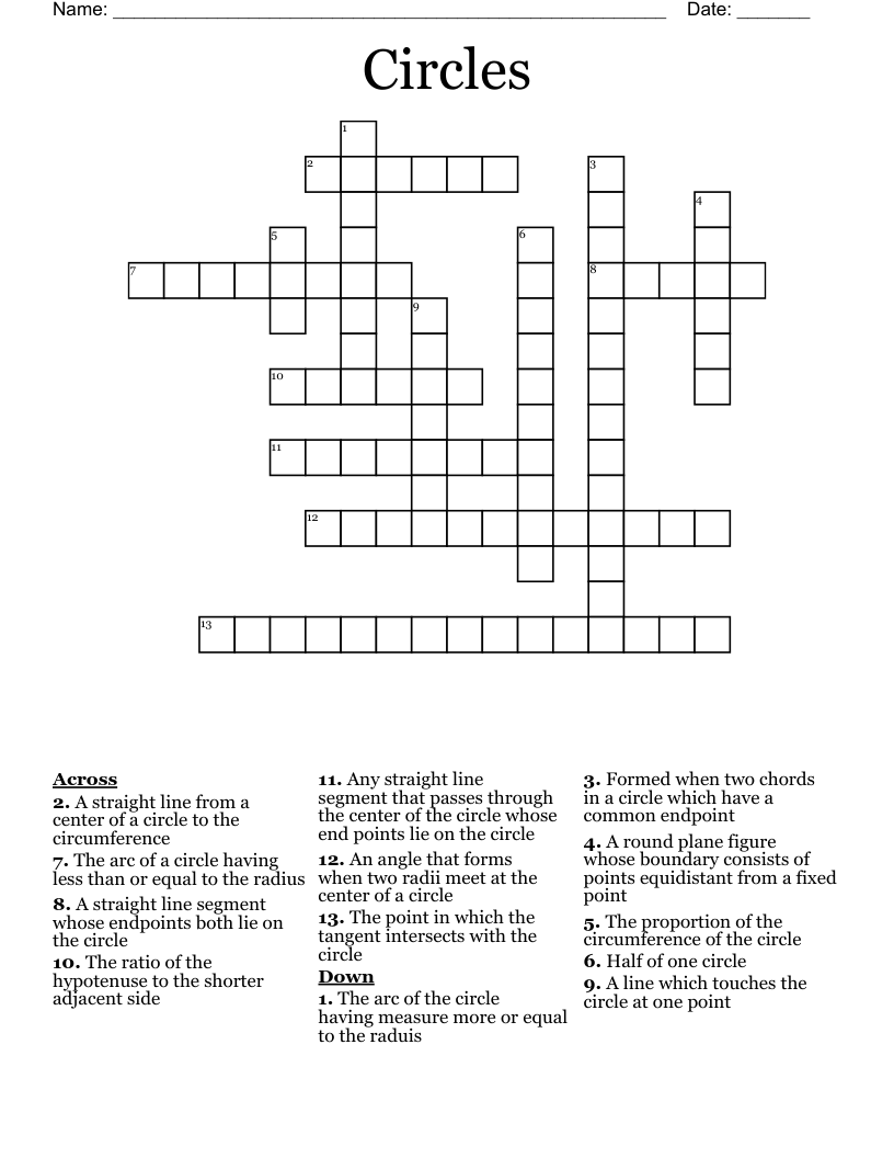 Circles Crossword