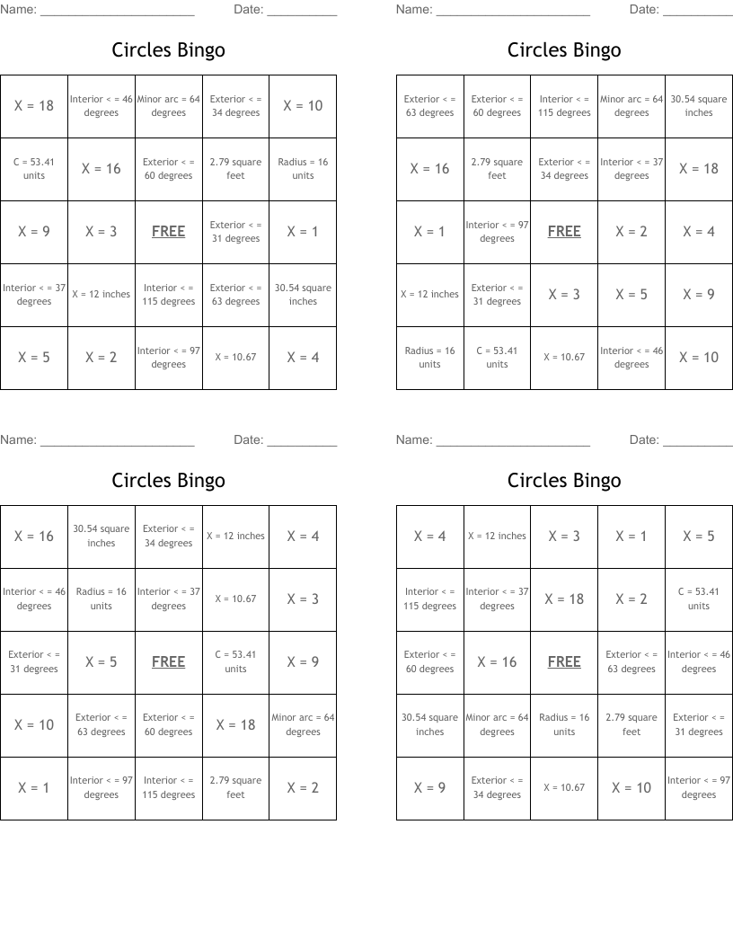 Circles Bingo